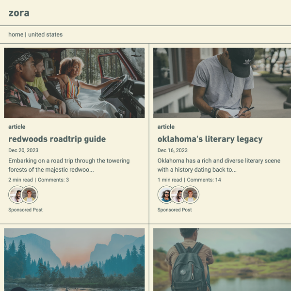 screenshot of the blog page on the zora theme Shopify demo store