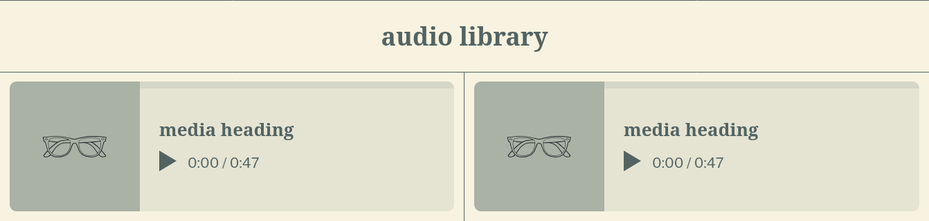 screenshot of the audio library section in the zora Shopify theme